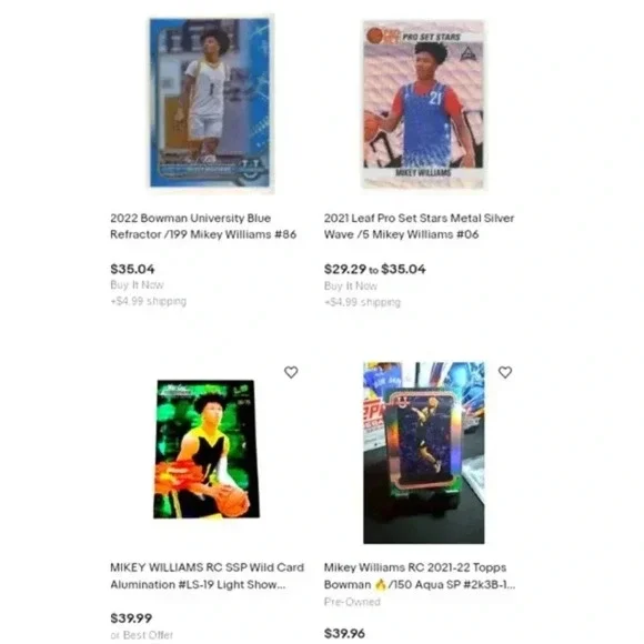 Mikey Williams - RC - Gold - 20 card Invest Lot incl. (2) Autos + (2) #/6275